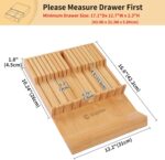 Utoplike In-drawer Knife Block Bamboo Kitchen Knife Drawer Organizer Large - Image 5