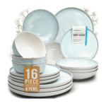 Stoneware dinnerware set 4 persons 16 pcs