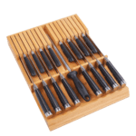 Utoplike In-drawer Knife Block Bamboo Kitchen Knife Drawer Organizer Large